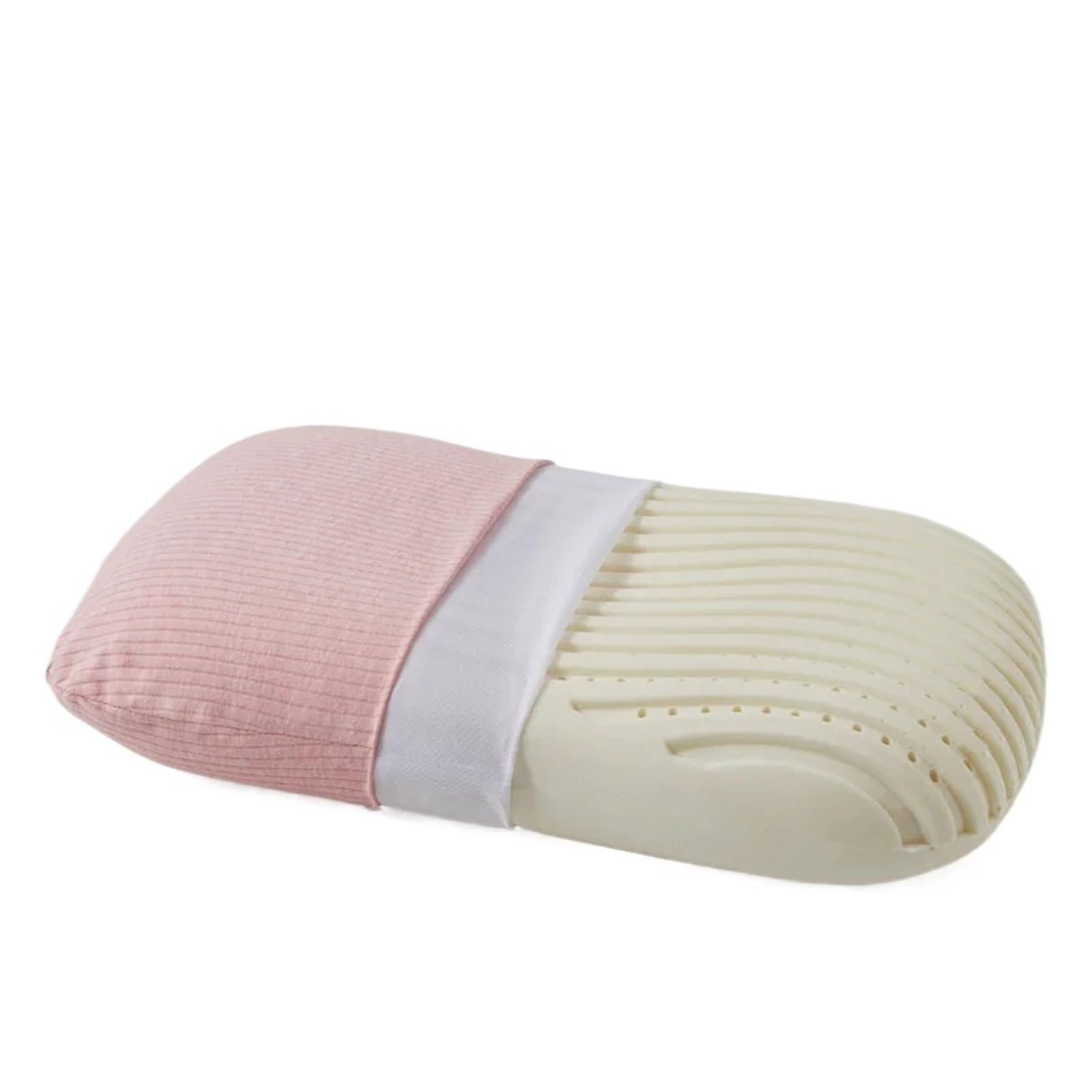 Latex Pillow with Cotton Cover Soft No Pressure Support Neck Bed for Side Back and Stomach Sleeper Pink