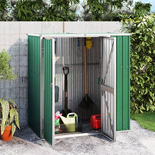 Outdoor Garden Shed - Metal Tool Storage Shed, Galvanized Steel, Lean-To Roof, Green, 161 x 89 x 161 cm, Ideal for Gardening Tools and Equipment, Durable & Weather-Resistant