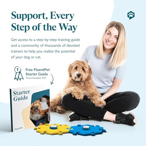 FluentPet Sound Button Tester Kit - Hundetasten für Kommunikation - Kompakte Sprechtasten für Hunde und Katzen - Dog Talking Button Set mit 2 beschreibbaren Tasten und 2 kompakten HexTile Soundboard