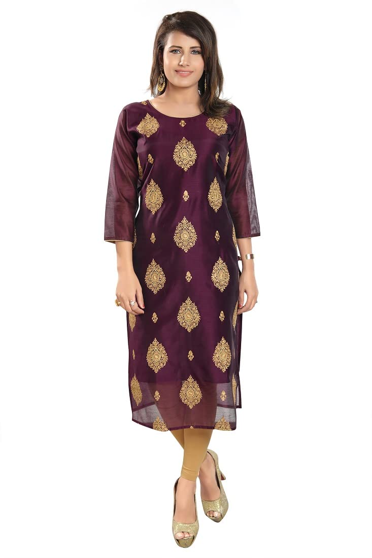 DARIKA Silk Kurti for Women Solid in Plus Size & Small Size.