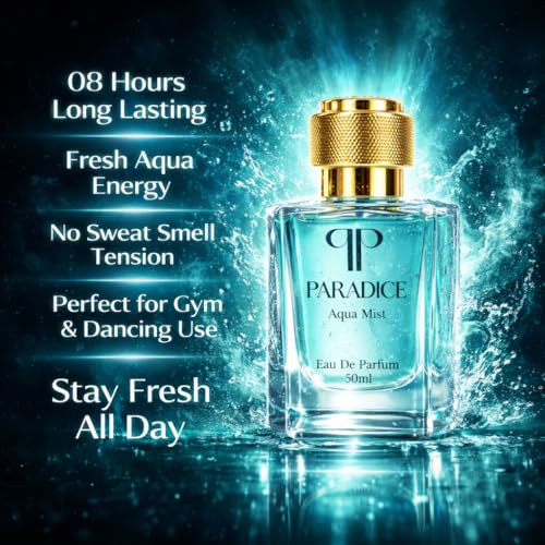 Image of PARADICE Aqua Mist Eau De Parfum 50ml | Long Lasting Perfume for men | Fresh Aquatic Fragrance | Post Workout Fresh Scent |Unisex Perfume for Gym, Dance & Daily Use