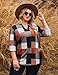 IN'VOLAND Plus Size Plaid Shirt for Womens V Neck Basic Tees Blouses Dressy T-Shirts Fall Shirts Casual Long Sleeve Tunic Tops Orange