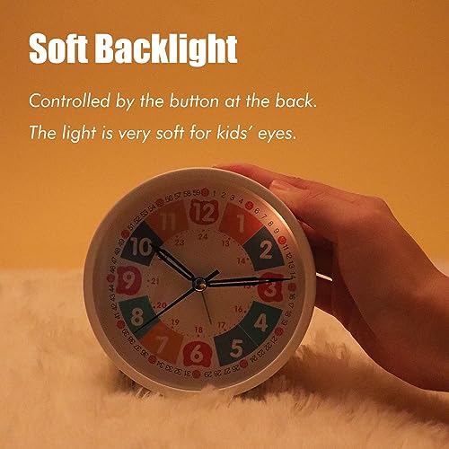 Image of Alarm Clock for Kids 4.5 inch Analog Alarm Clock for Children Time Learning Bedroom Battery Operated Clock White