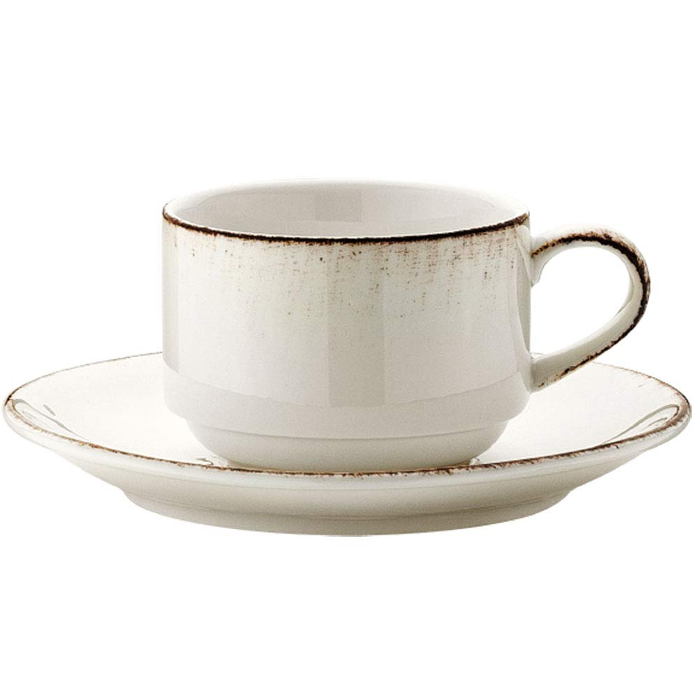 Turgla Home Vintage Stacking Coffee Cup+Saucer Round 7.5 oz. Coffee Cup and Saucer Set, Beverages, Drinks, Cafe, Microwave safe, Chip Resistant