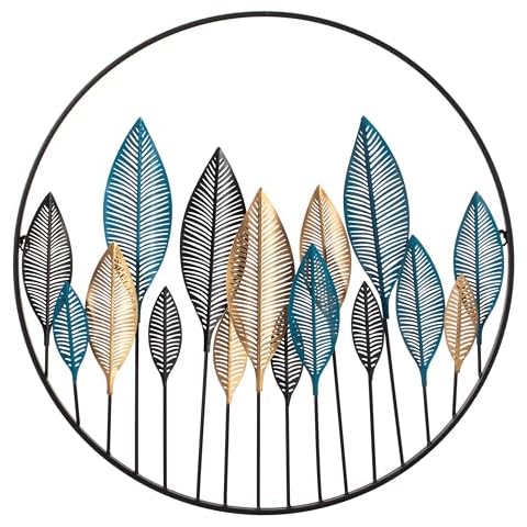 Uniquewise Large Round 31.5 Dia Multicolor 3D Leaf Artistry Metal Wall Décor for Attractive Home Décor, Modern Design, Classic Colors Cover