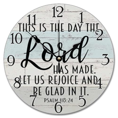 godblessign This is The Day Clock Bible Verse Wall Clock Religious Quote Art Wooden Clock Christian Inspirational Saying Personalized Rustic Wood Clock Christian Thanksgiving for Her