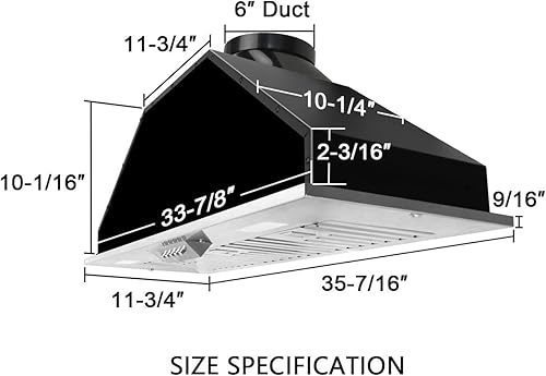 Miniatura 7 de Akicon Inserto de campana extractora de 36 pulgadas, inserto de conducto de acero inoxidable ultra silenciosocampana de ventilación de cocina