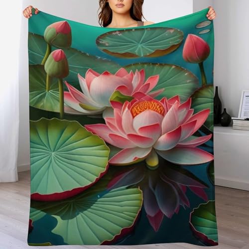 Jeté de canapé résistantes et anti-décoloration Lotus en flannel douce - 2