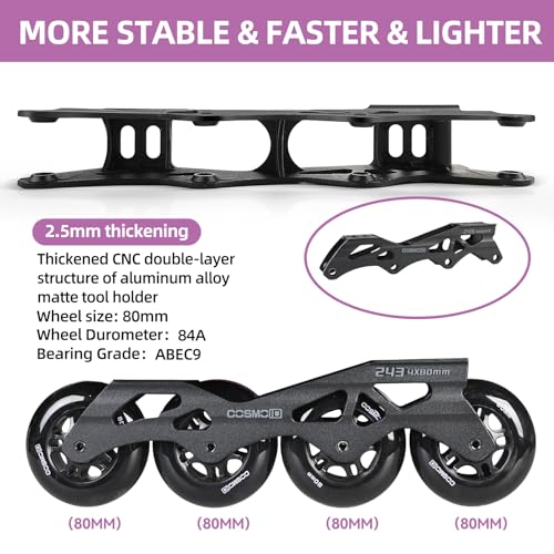 COSMOID TT Inline Skates für Frauen Männer, Roller Blades Erwachsene Männlich Weiblich, Professionelle Fitness Roller Skates Blades für Unisex，Black