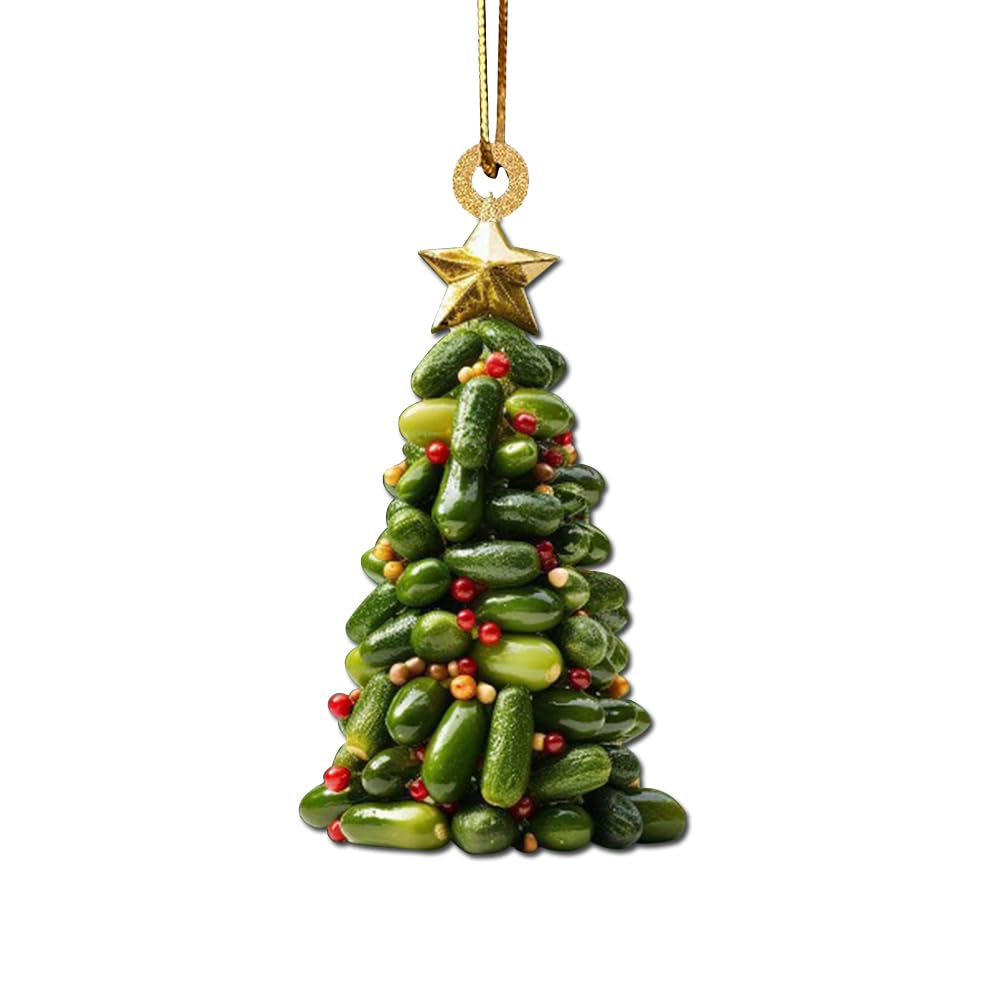 Christmas Tree Hanging Ornaments, Funny Pickle Cucumber Hanging Ornament, Acrylic Cucumber Pendant for Christmas Tree Decorations