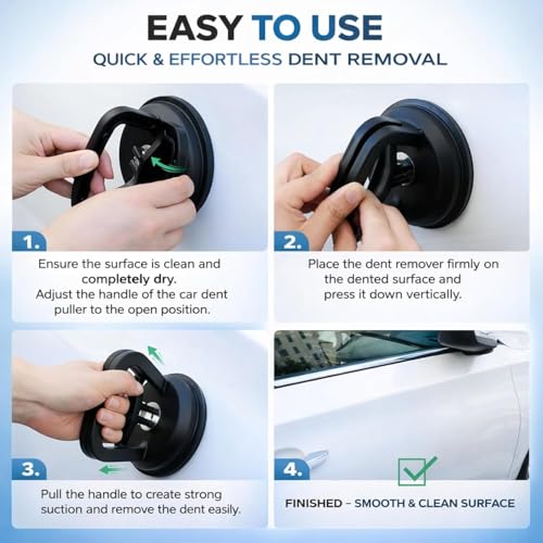 Image of Heavy Duty Suction Cup Puller Tool - Automotive Body Panels, Glass, Tiles & Mirrors - Strong Vacuum Grip for Smooth Surfaces, DIY Dent & Panel Removal (Big-A3)