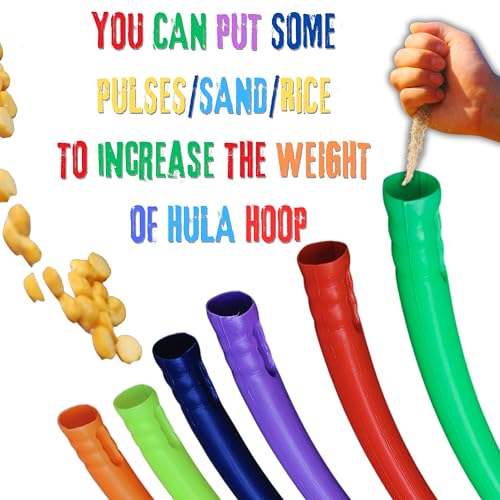 Image of Vinson Hula Hoop Ring for Kids Fitness. Gymnastic & Other Weight Loss Exercises, Detachable & Easy to Assemble, Weight - 200 GMS, Multicolor, Set of 6 pcs
