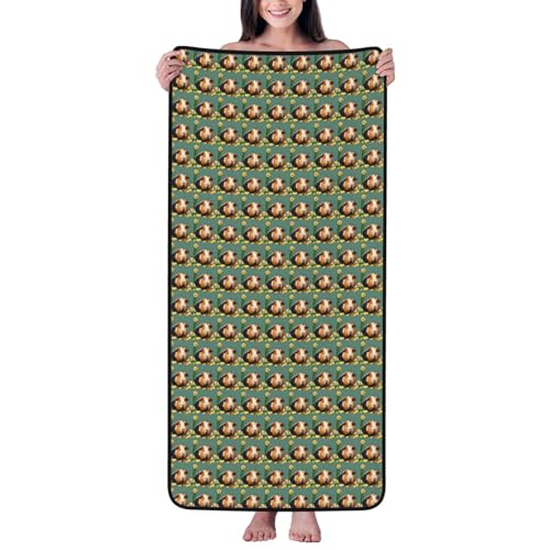 Image of JBJGKHLP Flower Guinea Pig Print Women Men Couples Coral Velvet Bath Towel Ultra-Soft For Home Bathroom Travel