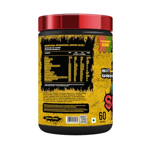 Image of Absolute Nutrition SHROOMS Pre Workout Powder (60 Servings, 500g) | With Beta Alanine, L-Citrulline DL-Malate 2:1, Cocoa Bean Extract & Bitter Orange | (Strawberry Kiwi)