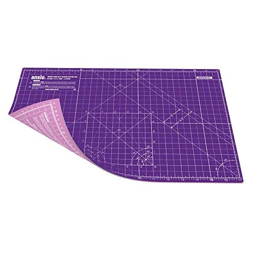 ANSIO Base de Corte A3 Doble Cara Auto curación 5 Capas para Costura y Manualidades - Imperial/métrica 17 Pulgadas x 11 Pulgadas / 42 cm x 27 cm -Púrpura Real/Rosa Clavel