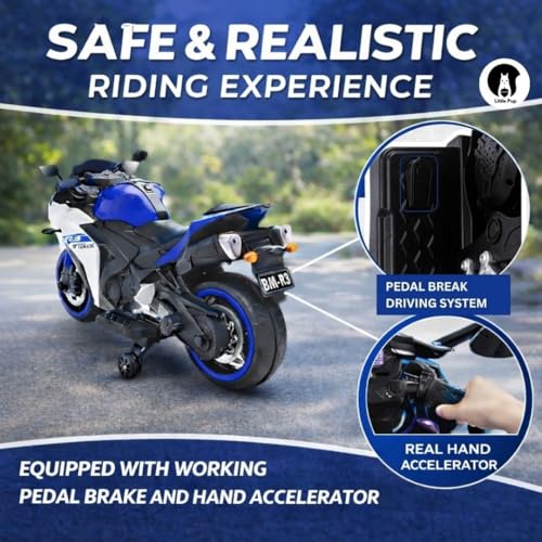 Image of LITTLE PUP Battery Operated Ride-On Bike for Kids with Lights, Music & Realistic Driving Experience - Stylish Design