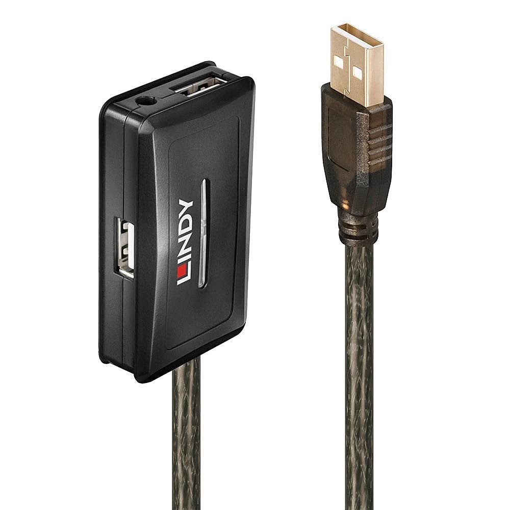 LINDY Active USB 2.0 Extension Cable with Hub, 10 m