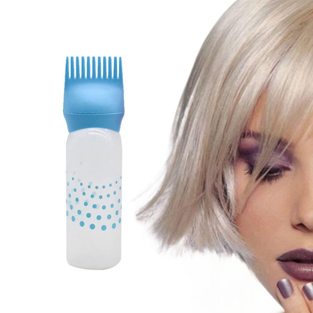 Ghelonadi 2 Pack Root Comb Applicator Bottle, 6 Ounce Oil Applicator for Hair Dye, Bottle Applicator Brush with Graduated Scale (Blue) 3