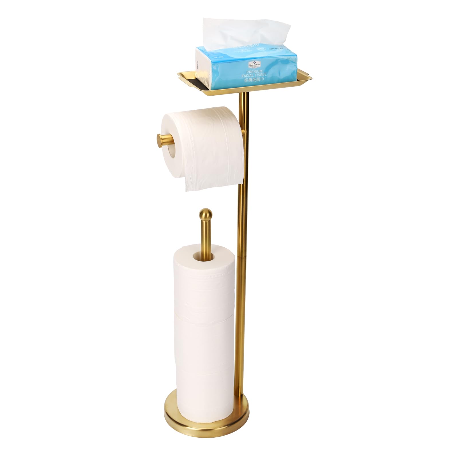 Photo 1 of ***PARTIAL SET***
Exilon Toilet Paper Holder Stand for Bathroom Floor Freestanding Toilet Roll Dispenser Storages 4 Reserve Rolls, with Top Storage Shelf for Cell Phone (Brushed Gold)