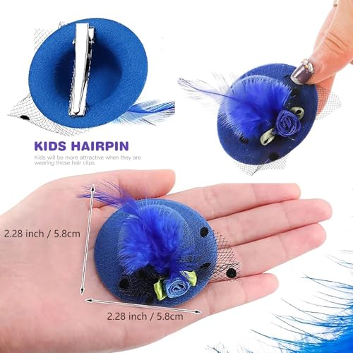Mini Tea Party Hats for Girl Dress Up Hair Fascinators Clip-On Tiny Hat with Flower Feather Bow Hair Clips for Tea Party Favors, Small Fascinator Hat Hairpin for Women and Girls 6 Pieces 6 Colors3
