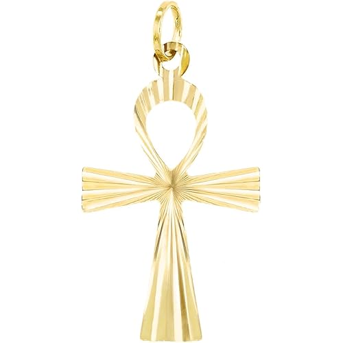 forme di Lucchetta - 14k Yellow Gold Ankh Cross Pendant | Key of Life for Him or Her for Necklaces up to 4mm, Authentic Christian Jewelry from Italy