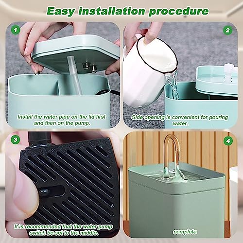 Fuente de agua automática para gatos 1.5L USB verde miniatura 5