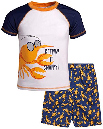 Freestyle Revolution Little Boys' Rashguard Set - Swim Shirt and Trunks Swimwear Set (Infant/Toddler/Little Boys), Size 6, Orange Crab Snappy