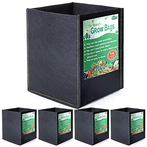 Growerz GrowPotz Square - Bolsa de cultivo de alta resistencia (11 L, 5 unidades)