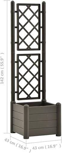 Miniatura 7 de Garden Planter with Trellis 16.9"x16.9"x55.9" PP Anthracite,Raised Garden Bed,Outdoor Planters for Flower Herb Garden