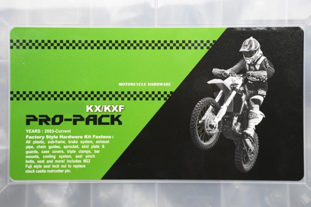 avdb-moto Kit Visserie CROSS Complet compatible avec KAWASAKI KX 60 1992-2003, KX 65 2000-2013, KX 85 PR 2001-2014, KX 85 GR 2007-15, KX 125 1990-08, KX 250 1990-2008