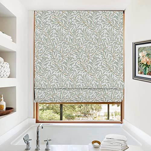 Comodex Cordless Floral Roman Shades, Green Leaf Customized Window Shades,Light Filtering Premium Blackout Roman Blinds, Washable Fabric Roman Shades For Windows, French Doors, Doors, Kitchen Windows #TOP1