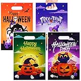 Drado ハロウィン 手提げ袋 ギフトバッグ ビニール 包装袋 キャンデバッグ お菓子 ハロウィン 袋 手提げ 小さい25x16cm 4種類 50枚 かぼちゃ 幽霊 猫 クモ かわいい 入れ物 プレゼント 配る用