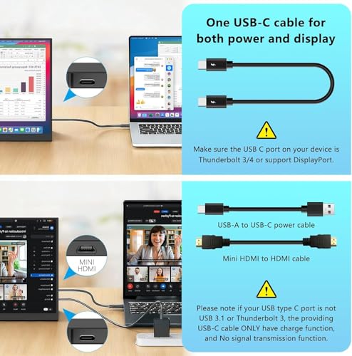 Image of 16 Inch Portable Monitor 144Hz FHD 1200P IPS, USB-C & HDMI External Screen Compatible with PS5, Xbox, Switch, Laptop PC