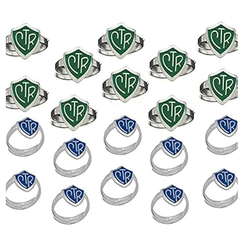 One Moment In Time H14G - H14B Size Adjustable 20 Pack Green and Blue Ring Mormon LDS CTR