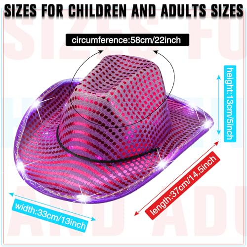 Image of Kigeli 10 Pcs Lights LED Cowboy Hat for Adult LED Flashing Hat for Western Cowboy Women Men Role Play