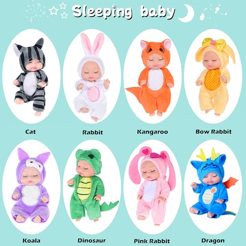 8 muñecas mini baby animal 10.16 cm para niñas miniatura 3