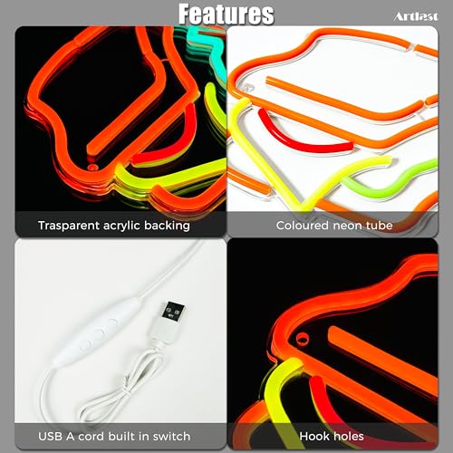 Image of Sandwich Neon Sign LED Sandwich Sign for Wall Decor Dimmable Neon Light for Fast Food Shop Decoration Wall Hanging Food Sign for Home Kitchen Restaurant Party Gift for Boys Girls
