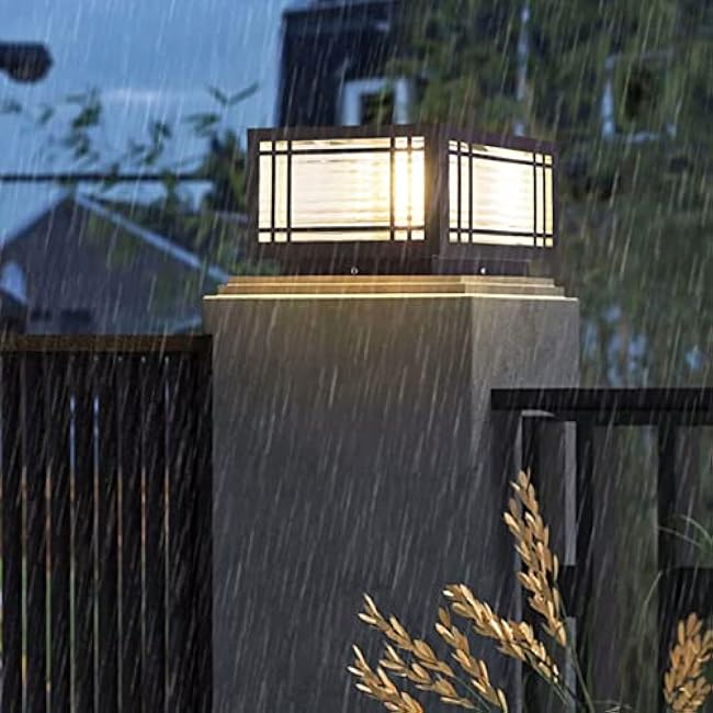 SLAWA Outdoor Post Cap Lights - Modern Square Fence Pillar Lamps with Stainless Steel Housing - Waterproof Lawn Column Cap Lamp for Courtyard and Deck