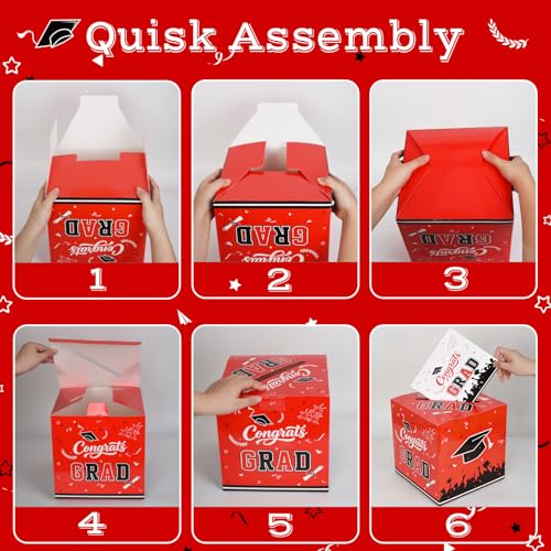 Image of 9.45Inch Large Red Black Graduation Card Box, Back to School Gifts | Ideal 2026 Grad & Back to School Gifts, Fits High School, College & Masters, Dorm Decor & Party Favors For Class of 2026