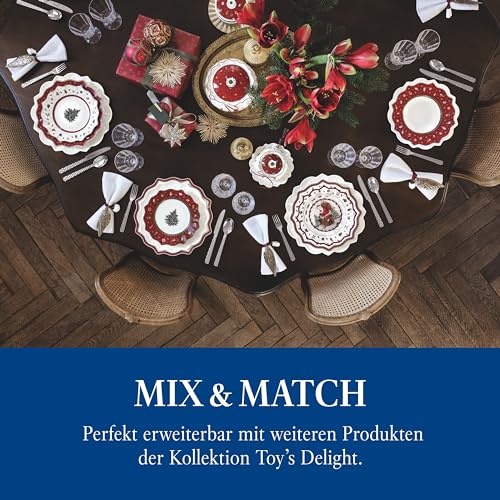 Villeroy & Boch - Toy's Delight Dip Set 4 Teilig, Servierplatte mit Schälchen, Dipschälchen Set Weihnachten, Tischdekoration Toys, Serviertablett, Schalen, Weihnachtsgeschirr, Premium Porzellan