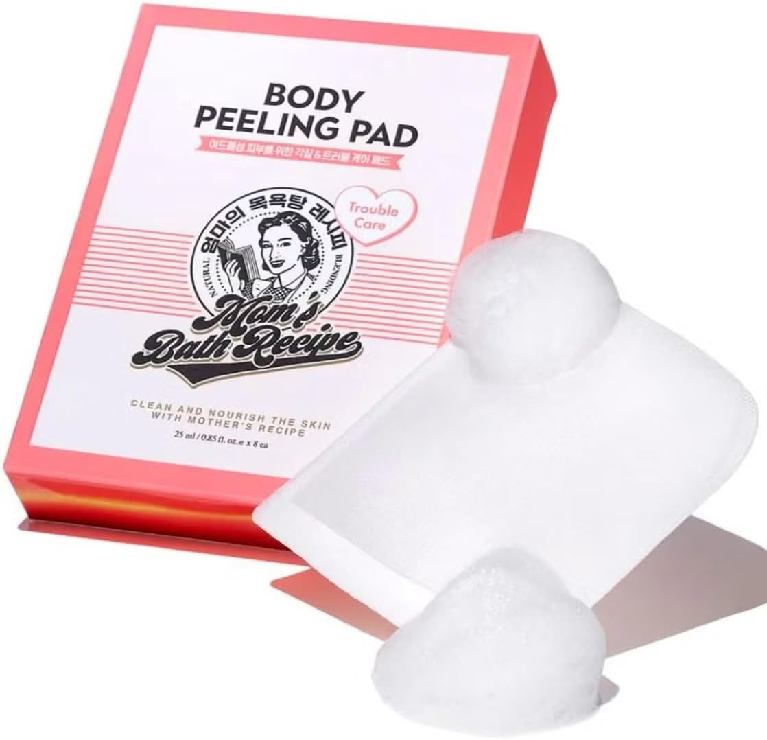 – Mom’s Bath Recipe Body Peeling Pad Trouble Care | Dual-Texture Disposable Exfoliating Shower Pad | Gentle Cleansing for Sensitive & Problem Areas | Pack of 8