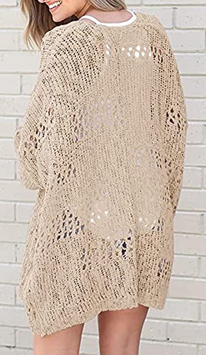 Image of sysinside Women's Crochet Knitted Open Front Cardigan Oversized Boho Beach Fall Outwear