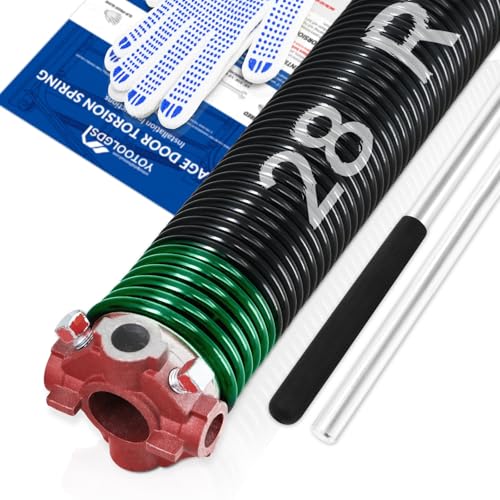 YoToolGDS Right Hand Wind(Red Cone)2" Garage Door Torsion Spring with Non-Slip Winding Bars & Gloves, High Precision Electrophoresis Black Coated, for Replacement, MIN 16,000 Cycles (0.243x2''x28'') by YOTOOLGDS - Used condition - US$65.69