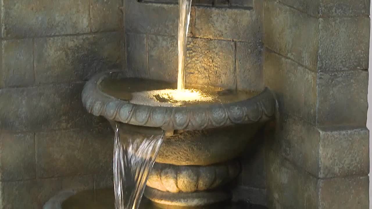 Water Fountain with Halogen Light - 3 Foot Tall Saint Remy