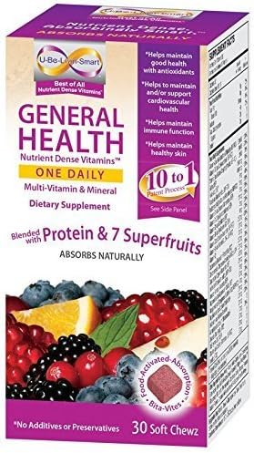 2 Pack of U-be-livin-smart General Health Nutrient Dense Vitamins One Daily(multi-vitamin &Mineral with Coq10 Deitary Supplement) Bleneded with Protein &7 Superfruits 60ct Total