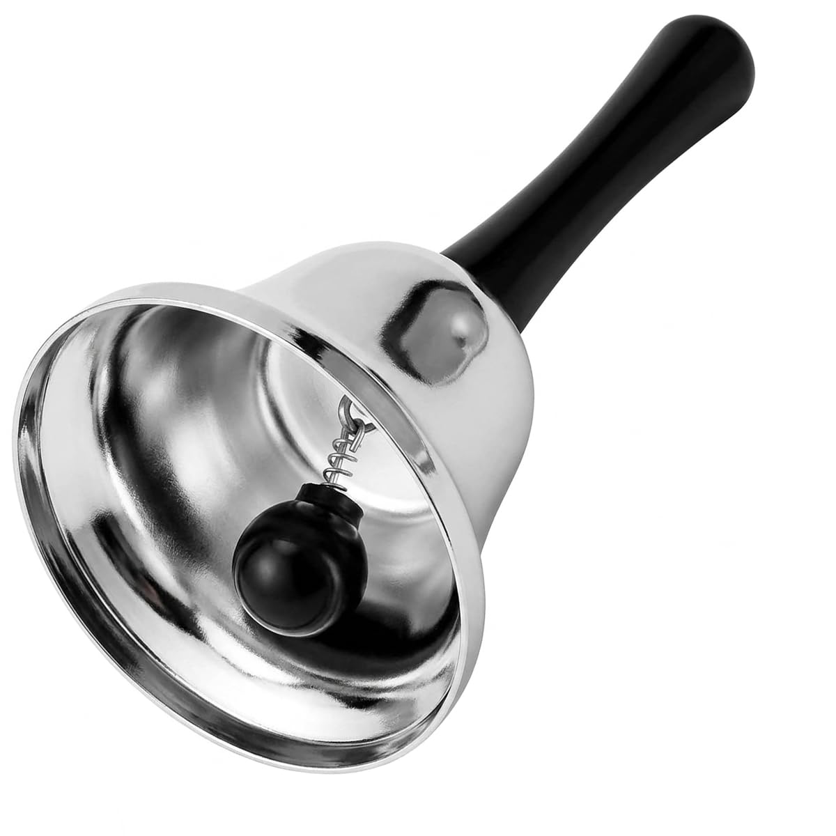 Hand Bell for Adults & Elderly, Service Bell, Dinner Bell, Call Bell, Small Metal Bell, Butler Bell, Tea Bell, Stainless Steel Loud Ring Bell with Handle