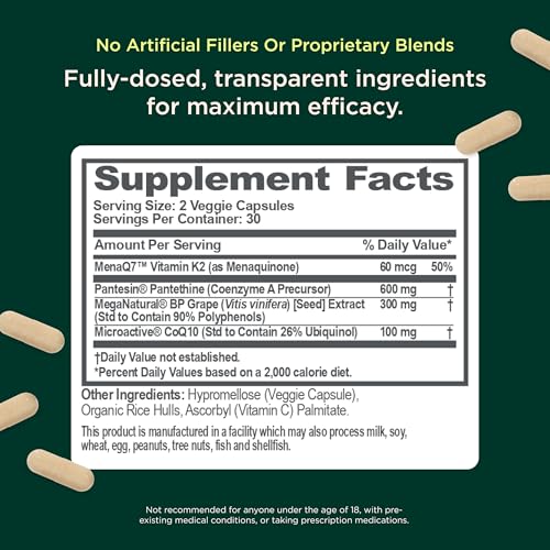 The Genius Brand Genius Heart - Adult Health Supplement for Daily Heart Function Support - Supports Blood & Oxygen Flow - With Grapeseed Extract & More - Non-GMO, Gluten-Free & Vegan - 60 Veggie Pills - Image 3