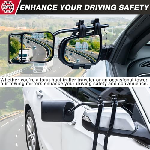 Universal Towing Mirrors - Mirror Extenders for Towing, Clip-on Tow Mirro r, 360 Degree Rotation Adjustable Tow Mirrors for Vehicle Car Truck Trailer RV, Side Mirror Extensions for Towing, 2 Pack - Image 3