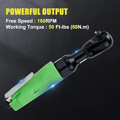 Miniatura 4 de Dotool Llave de trinquete de aire de 38 pulgadas, salida de par máximo de 50 pies-libras, aluminio neumático profesional, agarre cómodo, ligero,