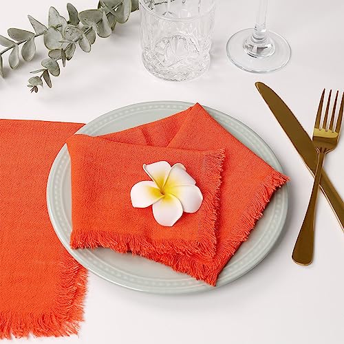 Servilletas de Tela Hechas a Mano, 100% Algodón, Naranja, Set x8 miniatura 5